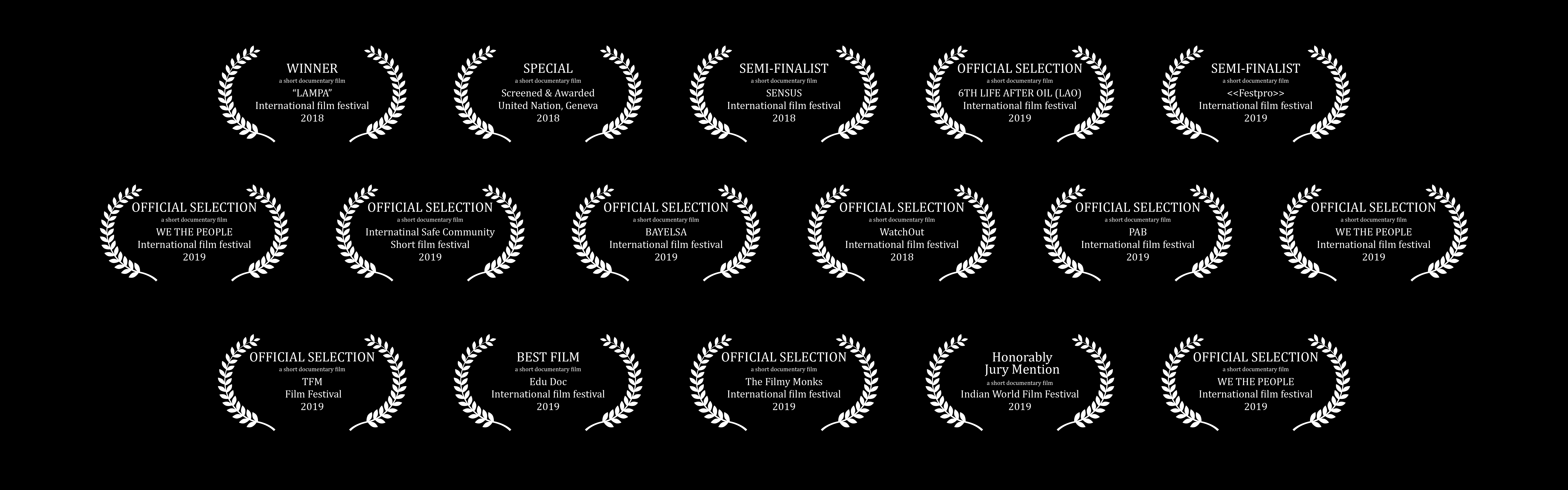 Awards and recognition — international film festivals and screenings